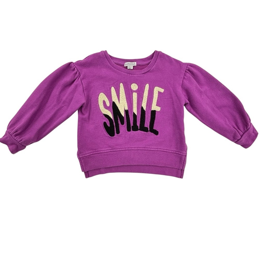 Flapdoodles Girls Purple Crew Neck Long Sleeves Sweater w Fuzzy Appliqué size 4T